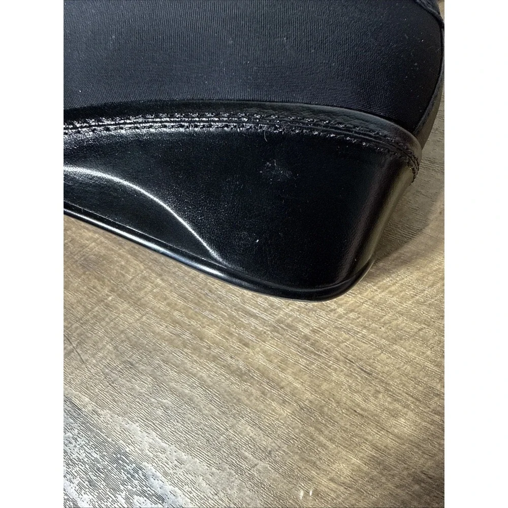 Liz Claiborne Flex Black Wedge Heel Square Toe Cushioned Comfort Womens 8.5M✅des